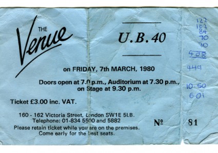 UB40 ticket