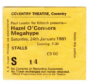 Hazel O'Connor ticket